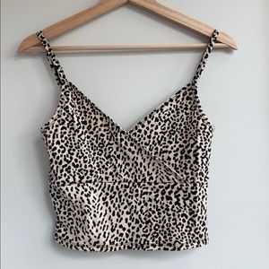 Cheetah print cross over tank top